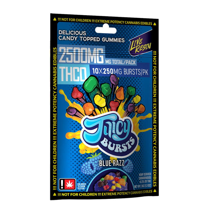 2500mg Juicy Bursts THC Nerd Rope Gummy Clusters Blue Razz