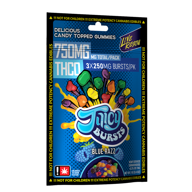 750mg Juicy Bursts THC Nerd Rope Gummy Clusters Blue Razz