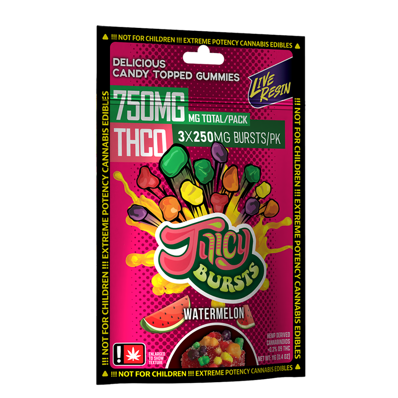 750mg Juicy Bursts THC Nerd Rope Gummy Clusters Watermelon