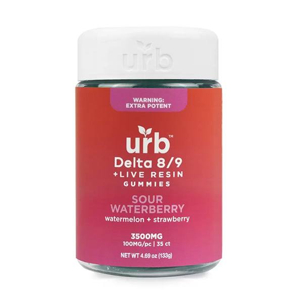 URB Delta d8 d9 Gummies (35ct) 3500mg sour waterberry