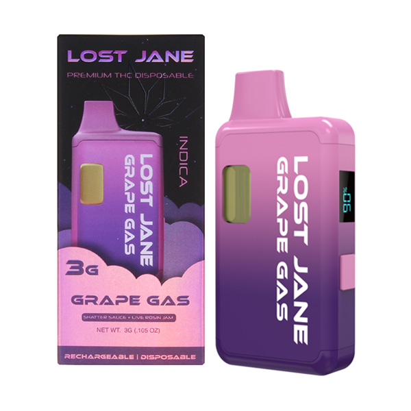 Lost Jane Shatter Sauce + Live Rosin Jam Disposable 3g grape gas