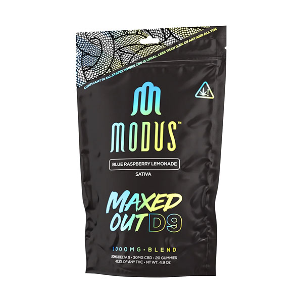 Modus Maxed Out D9:CBD Gummies (20ct) 1000mg Blue Raspberry Lemonade