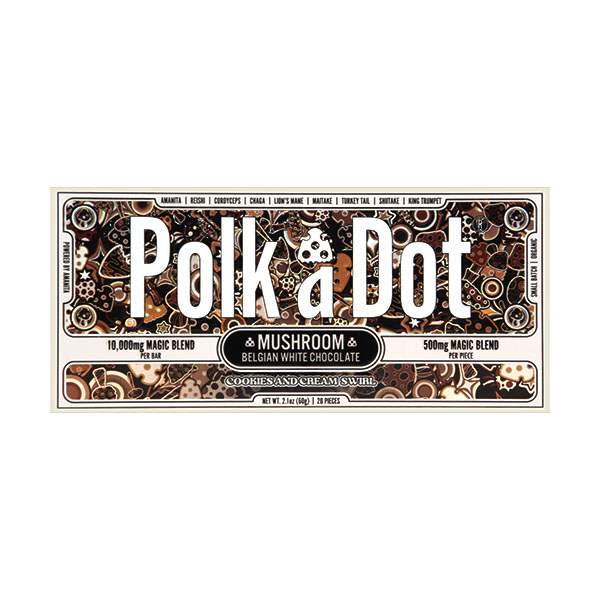 Polk A Dot Mushroom Blend Chocolate Bar 10000mg cookies n cream swirl