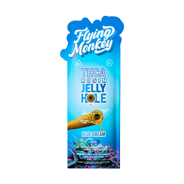 flying-monkey-thca-jelly-hole-pre-rolls-2ct -blue-dream