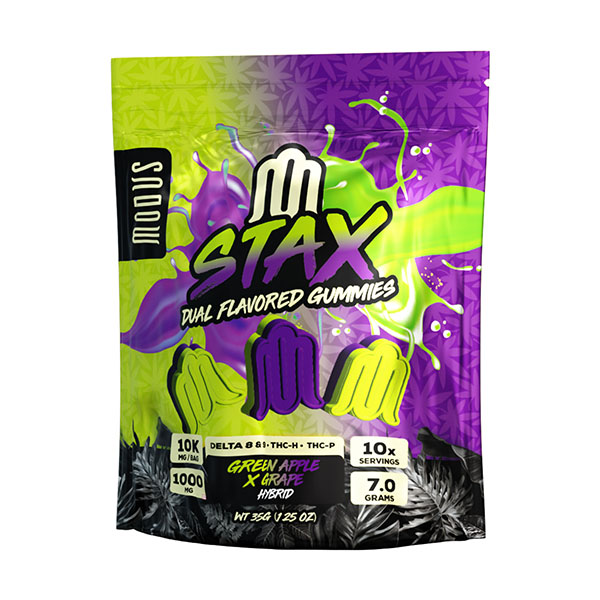 Modus-Stax-Dual-Flavored-Gummies-(10ct)-10000mg-Green-Apple-x-Grape