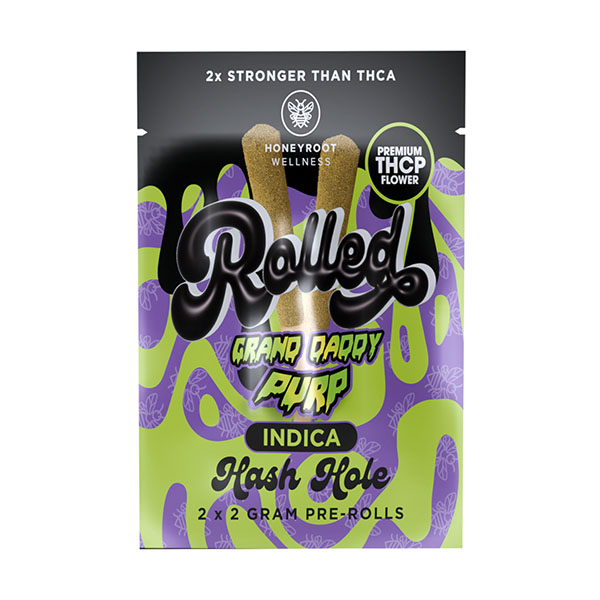 HoneyRoot-THCP-Rolled-Hash-Hole-Pre-Rolls-(2ct)-4g-Grand-Daddy-Purp