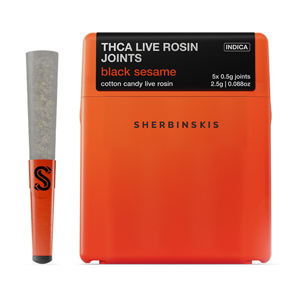 Sherbinskis-THCA-Live-Rosin-Joints-(5ct)-2.5g-Black-Sesame-X-Cotton-Candy
