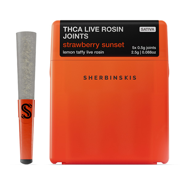 Sherbinskis-THCA-Live-Rosin-Joints-(5ct)-2.5g-Strawberry-Sunset-X-Lemon-Taffy