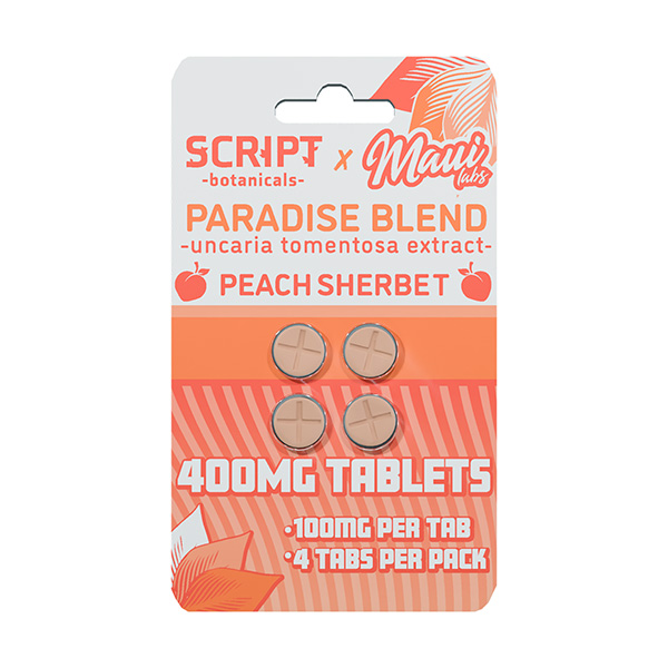 Script-Botanicals-x-Maui-Labs-Paradise-Blend-Tablets-(4ct)-400mg-Peach-Sherbet