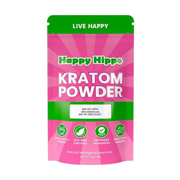 Happy Hippo Red Hot Hippo Red Vein Maeng Da Kratom Powder