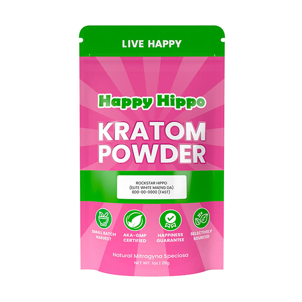 Happy Hippo Rockstar Hippo White Maeng Da Kratom Powder